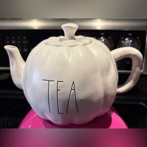 Rae Dunn White Ceramic Pumpkin Teapot